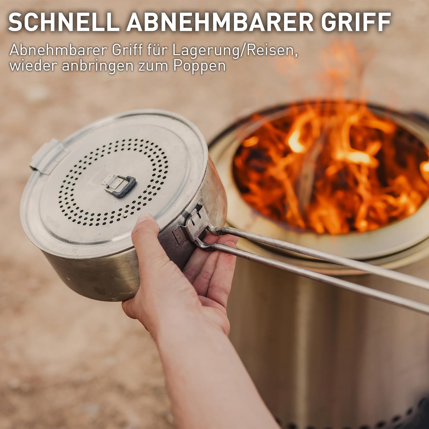 Solo Stove Bonfire Popcorn Maker aus Edelstahl