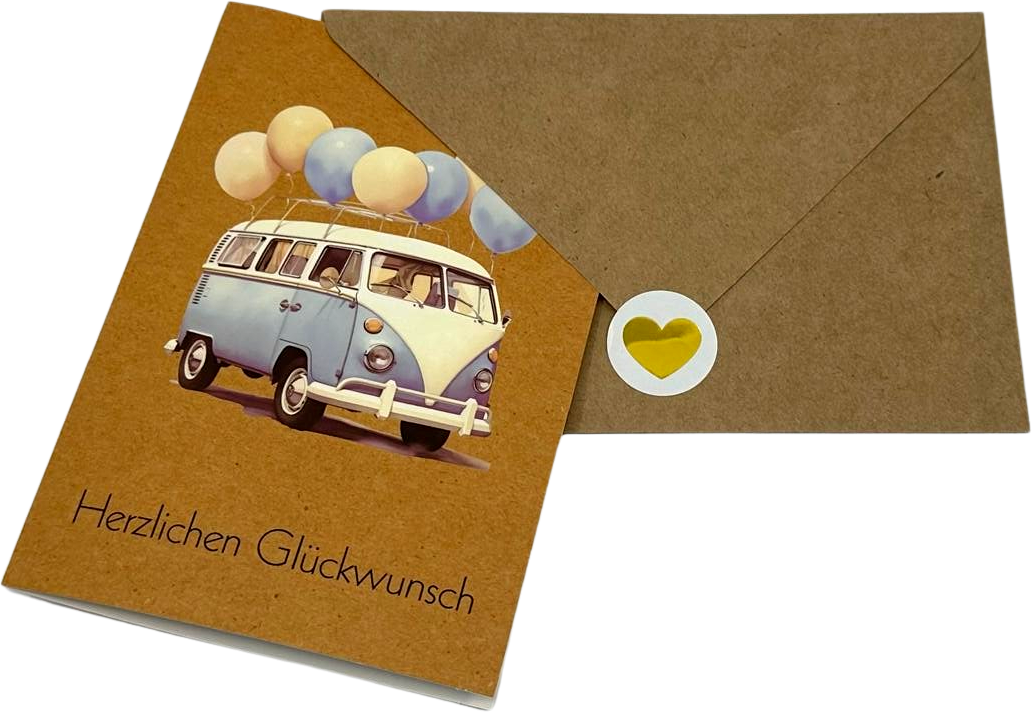 Grußkarte 9 - Herzlichen Glückwunsch Bulli von  Grußkarte