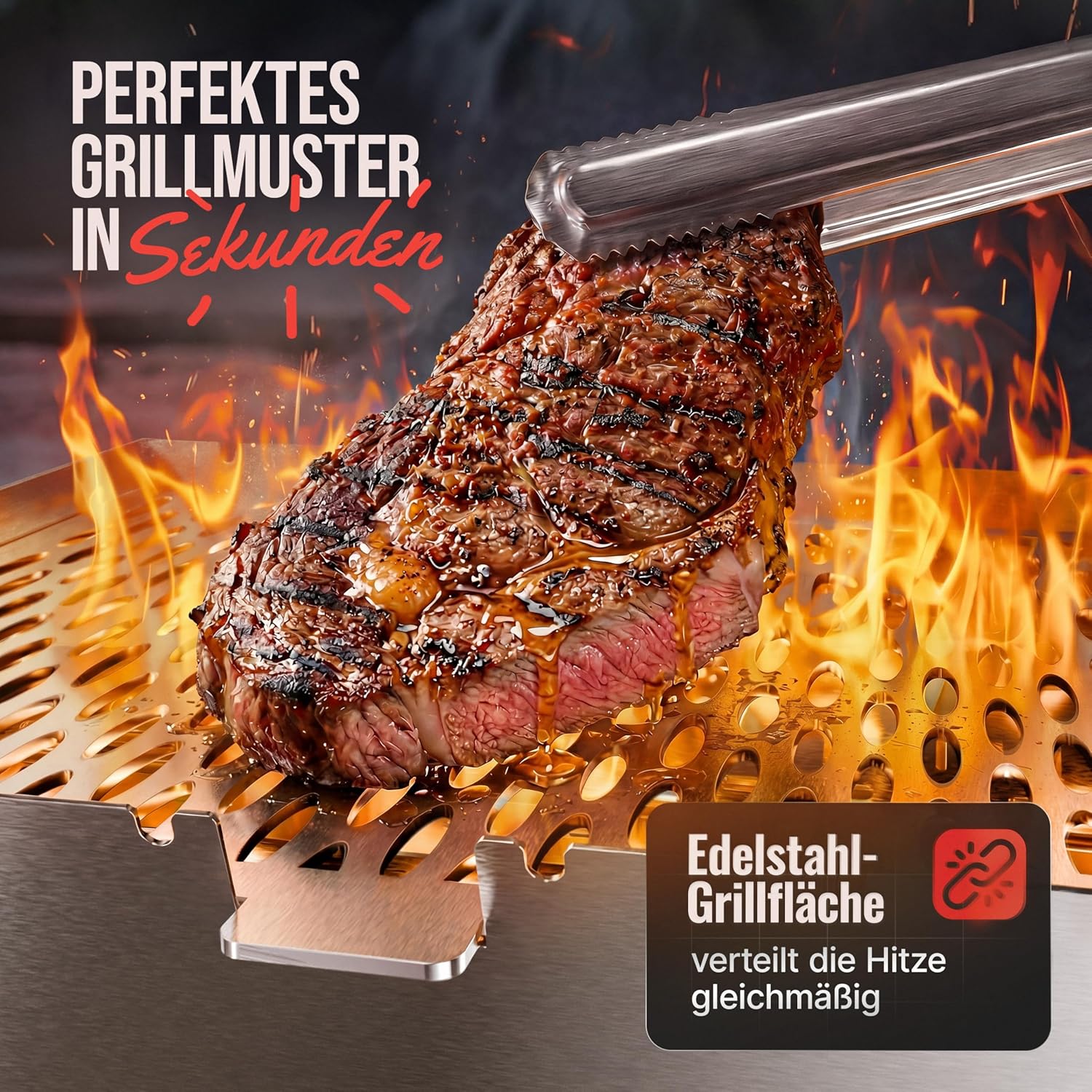 OVICUE Grill XL - Mobiler Gas- und Holzkohlegrill aus Edelstahl 330 × 410 × 205 mm von Ovibell