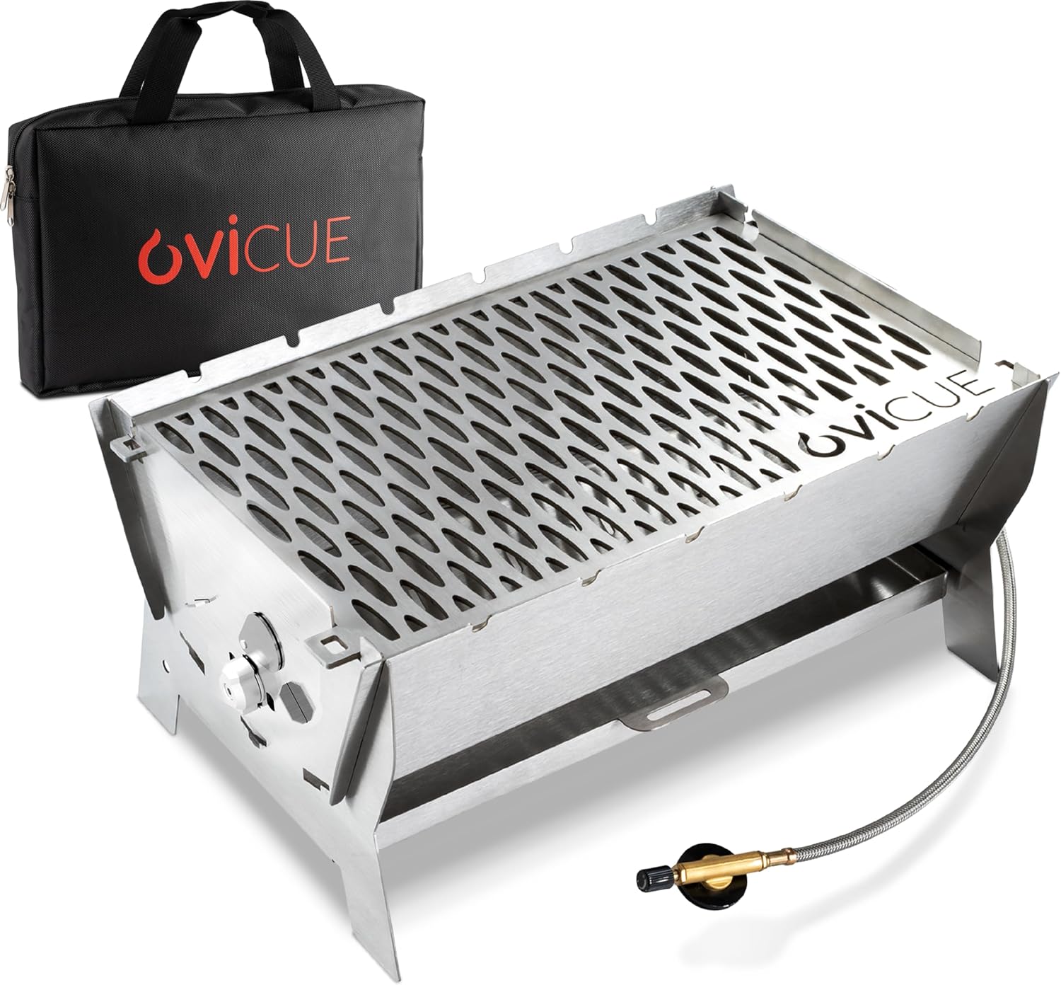 Ovicue Kompaktgrill - Mobiler Steck-Gasgrill & Holzkohlegrill für flexibles Grillvergnügen überall  von Ovibell