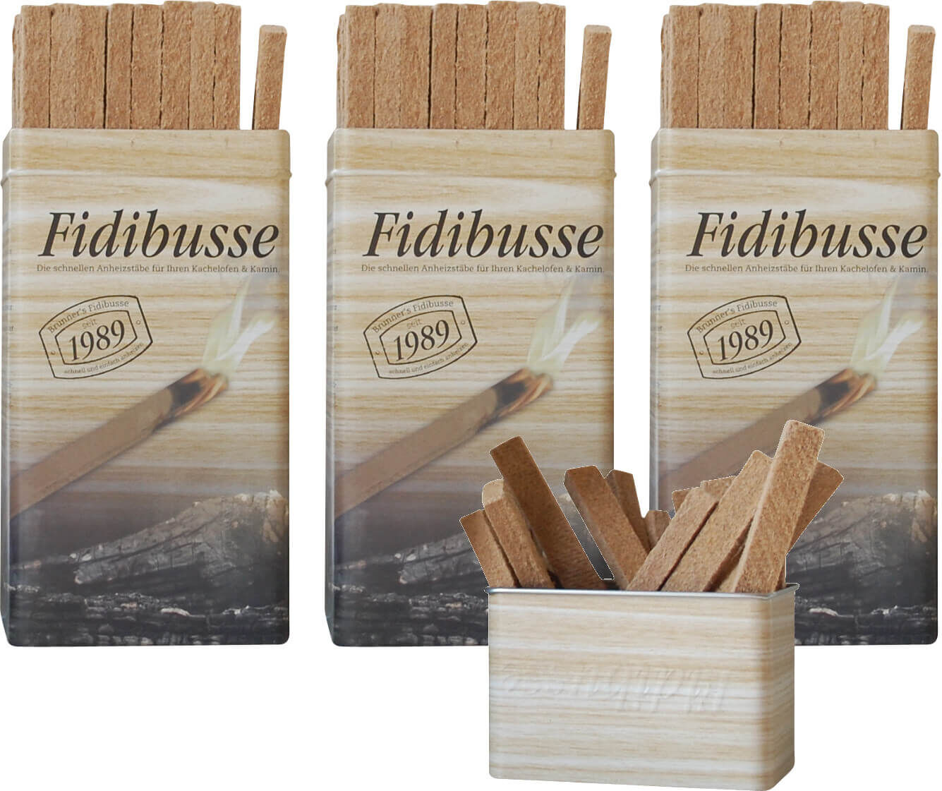 3x Brunner Fidibusse in nostalgischer Blechdose ~ 150 Anzünder von Brunner 3x Brunner Fidibusse in nostalgischer Blechdose ~ 150 Anzünder von Brunner