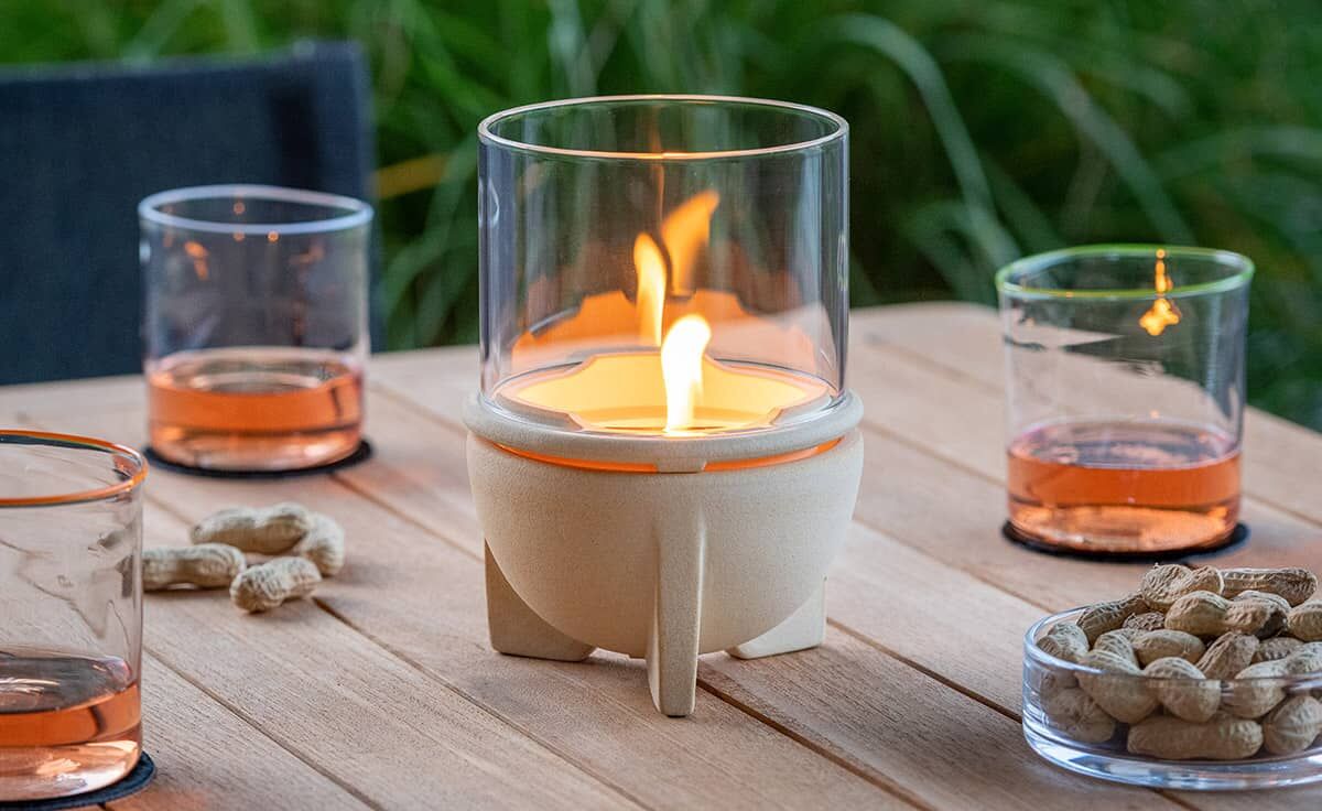DENK Keramik Schmelzfeuer Indoor CeraNatur mit Windglas-Aufsatz ~ SFDI+WLA von DENK Keramik