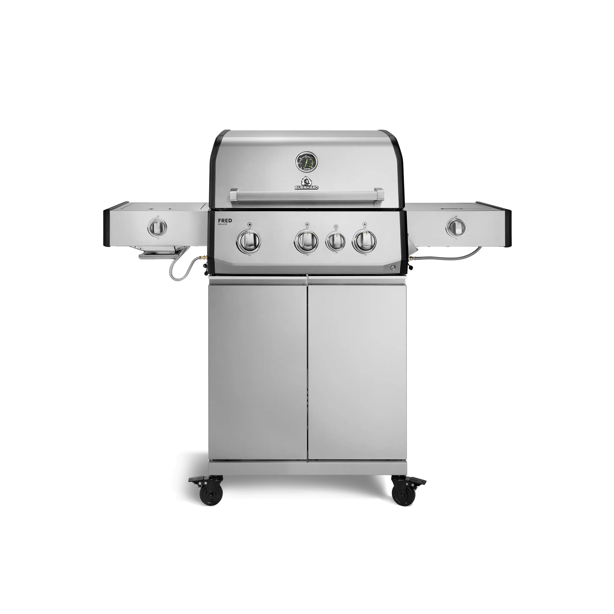BURNHARD FRED Deluxe Plus Gasgrill 3 Brenner Series 4 Edelstahl Grill Maximale BBQ Power 20,95 kW Premium Ausstattung
