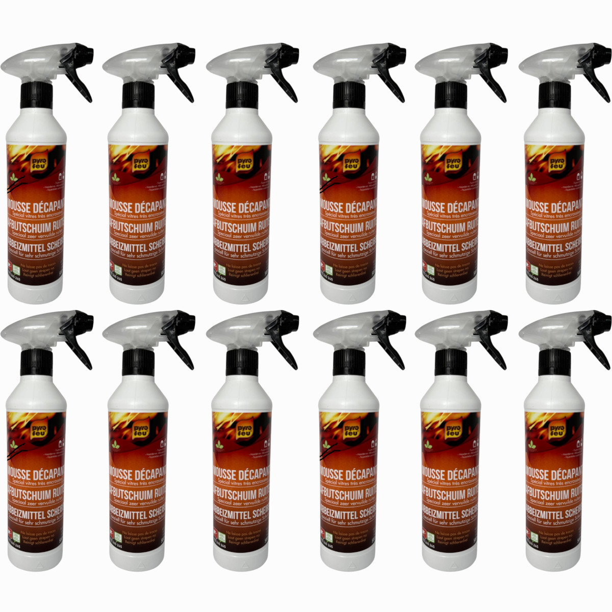 12x pyro feu Reinigungsschaum Hochwirksamer Glasschaumreiniger für Kamin- Ofen- und Herdgläser | 500ml 12x pyro feu Reinigungsschaum Hochwirksamer Glasschaumreiniger für Kamin- Ofen- und Herdgläser | 500ml