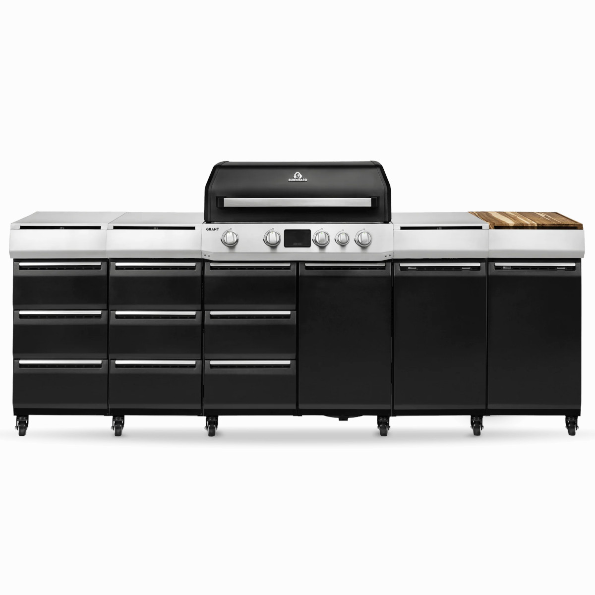 BURNHARD GRANT Station - Modularer Gasgrill 4-Brenner inkl. Schubladen & Edelstahl-Rosten von BURNHARD