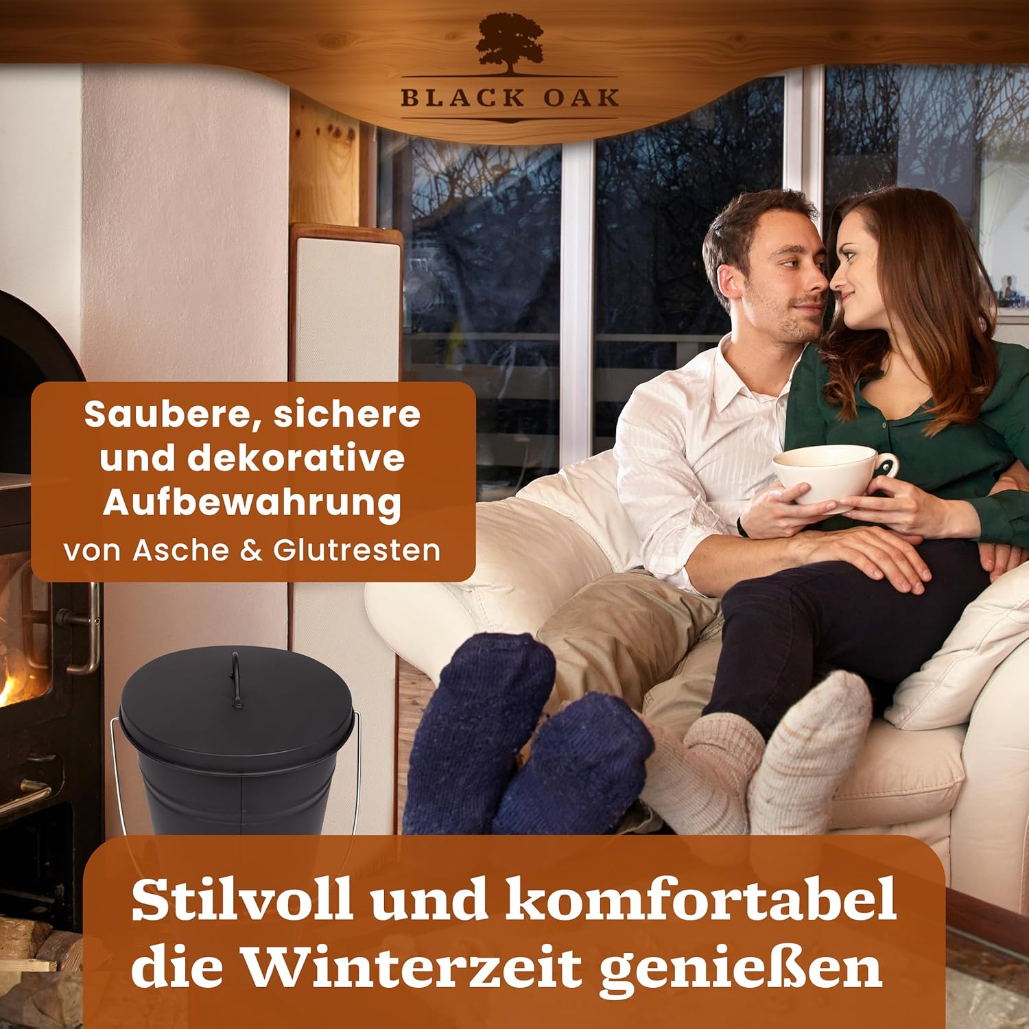 BLACK OAK Asche & Kohle Eimer Vesuvio schwarz 15 Liter von BLACK OAK