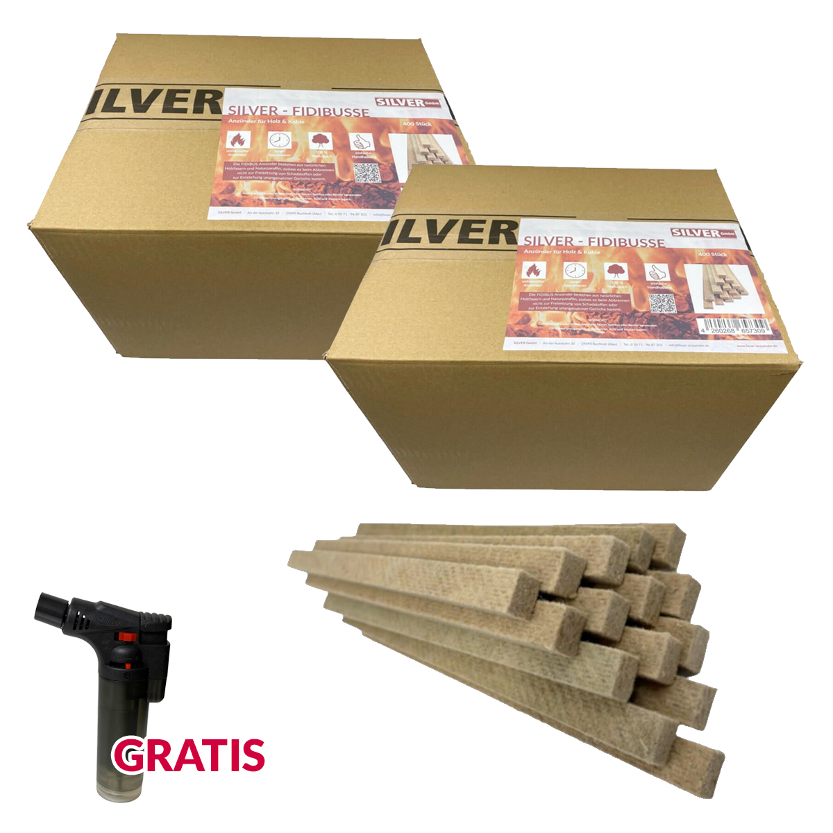 800 SILVER FIDIBUSSE® Anzünder | Kaminanzünder | Ofenanzünder | Grillanzünder von SILVER GmbH