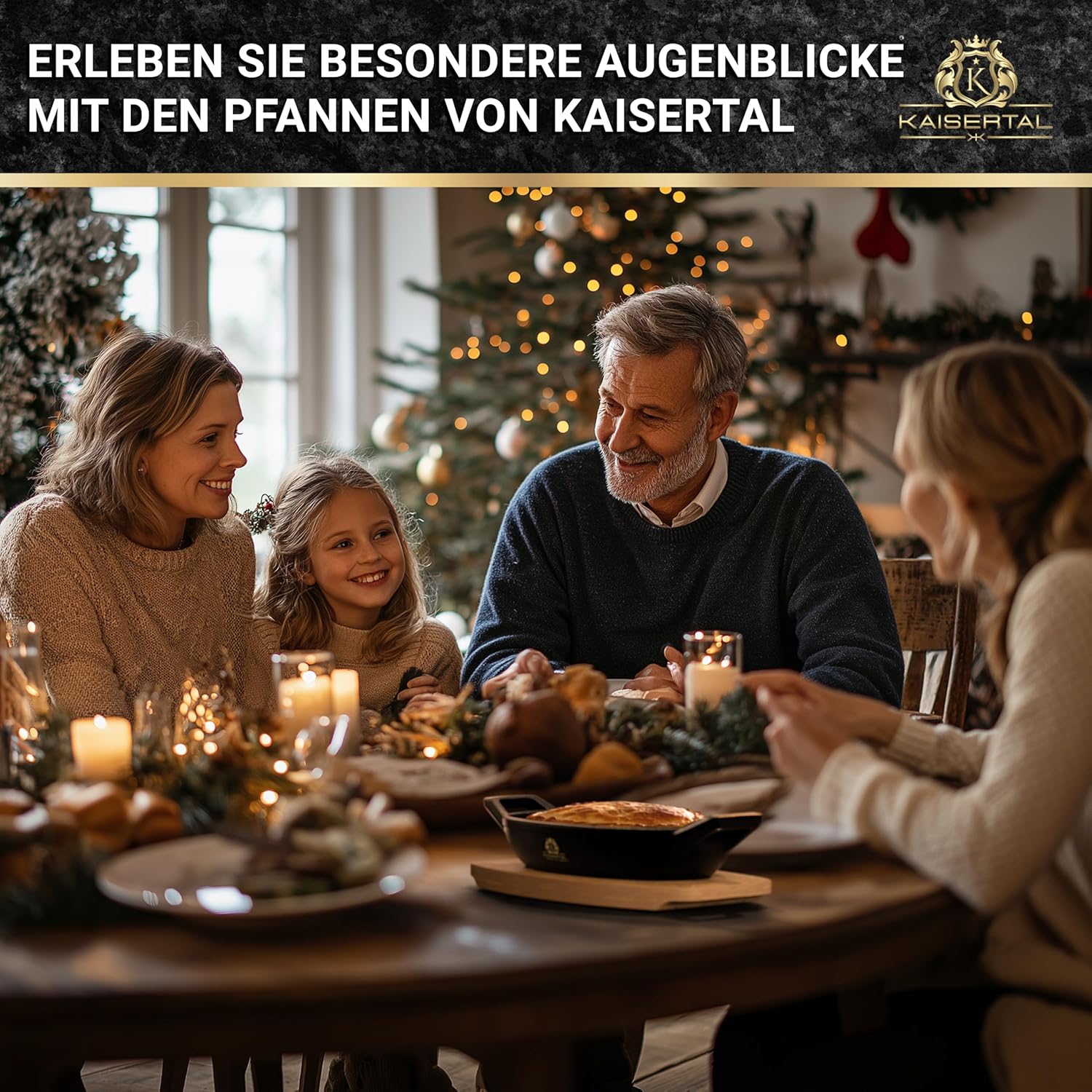 KAISERTAL 2er Set Servierpfanne Gusseisen Oval 15x10 cm - Pfanne mit 2 Griffen & Holzuntersetzer von KAISERTAL