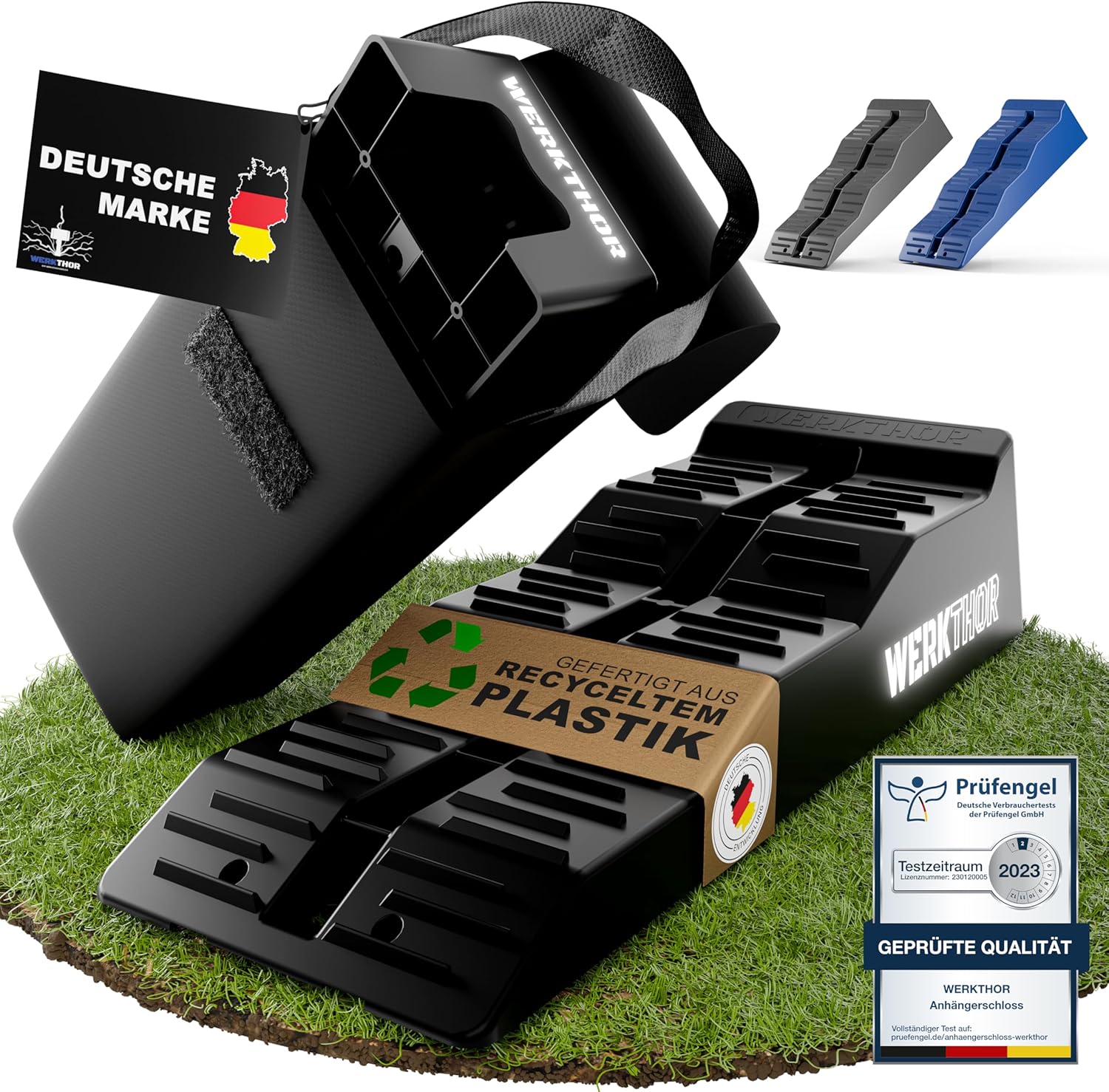 WERKTHOR Auffahrkeile 2er Set Schwarz mit Tasche | Wohnmobil & Wohnwagen & VAN WERKTHOR Auffahrkeile 2er Set Schwarz mit Tasche | Wohnmobil & Wohnwagen & VAN