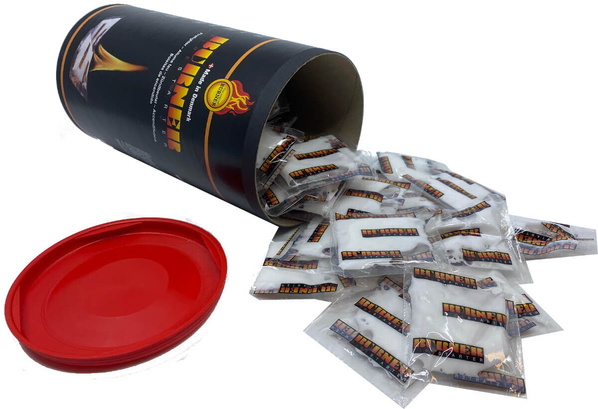 1x Feueranzünder Firestarter Zündbeutel Dose mit 100 Stück - Original aus Dänemark von Burner 1x Feueranzünder Firestarter Zündbeutel Dose mit 100 Stück - Original aus Dänemark von Burner