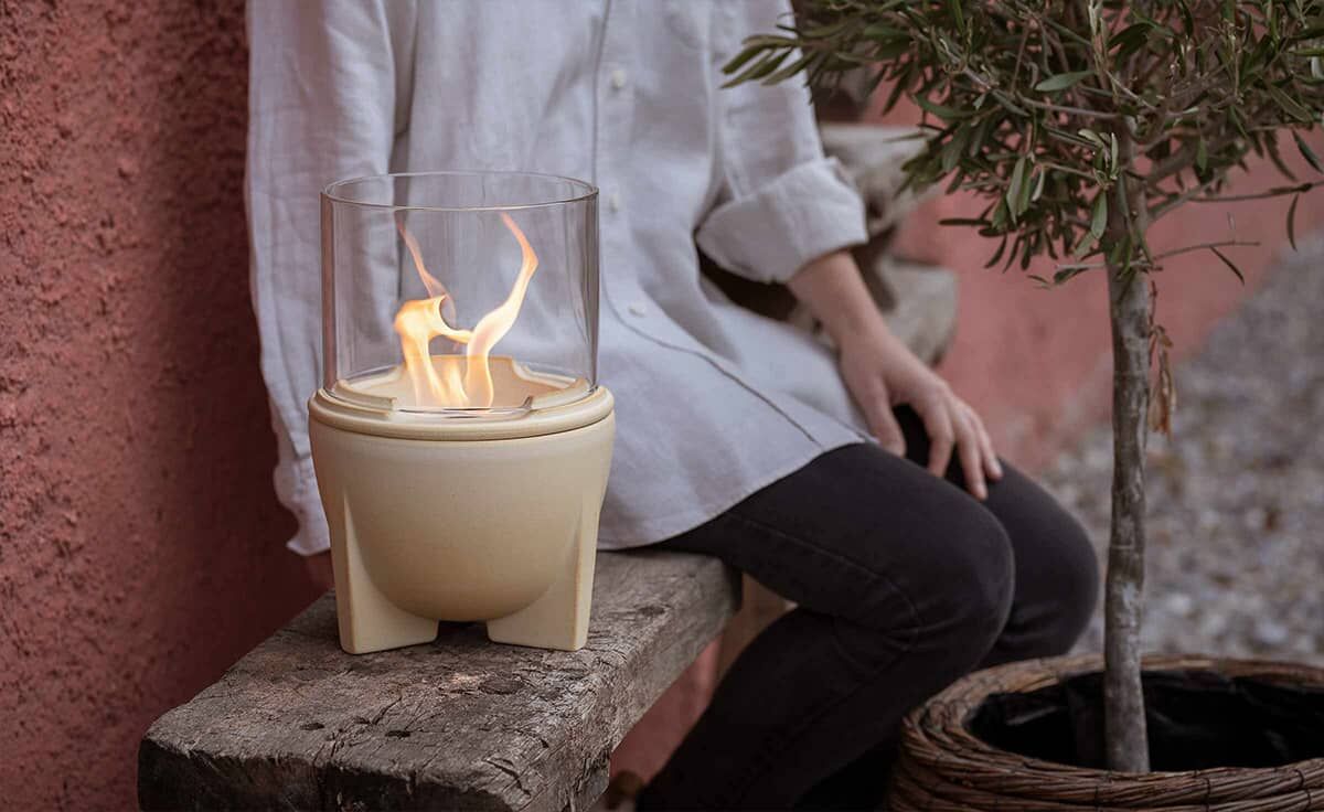 DENK Keramik Schmelzfeuer Outdoor CeraNatur mit Lichtglas-Aufsatz ~ SFD+LGA von DENK Keramik