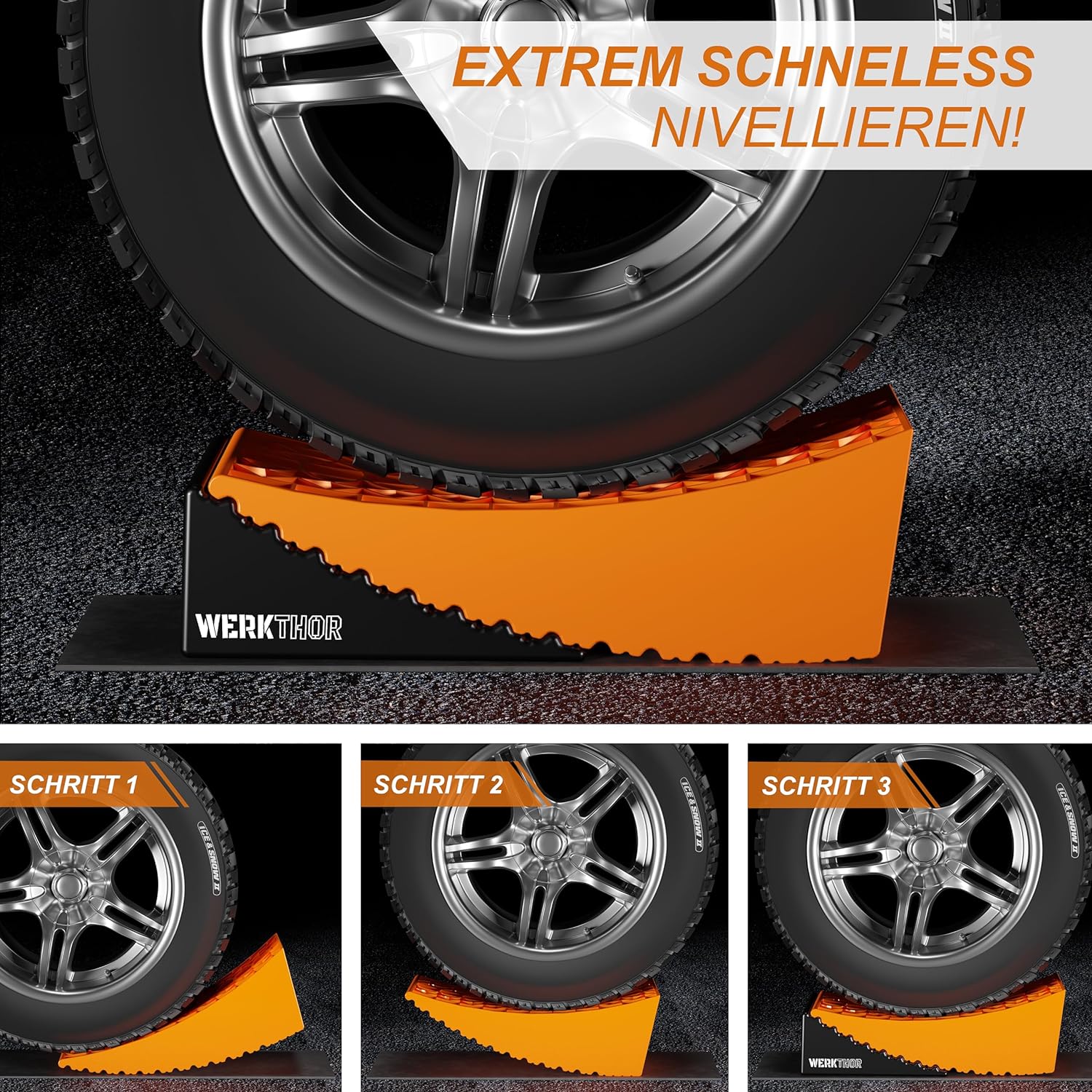 WERKTHOR Auffahrkeile 2er Set Orange / Schwarz | Wohnmobil & Wohnwagen & VAN & Anhänger von WERKTHOR WERKTHOR Auffahrkeile 2er Set Orange / Schwarz | Wohnmobil & Wohnwagen & VAN & Anhänger von WERKTHOR