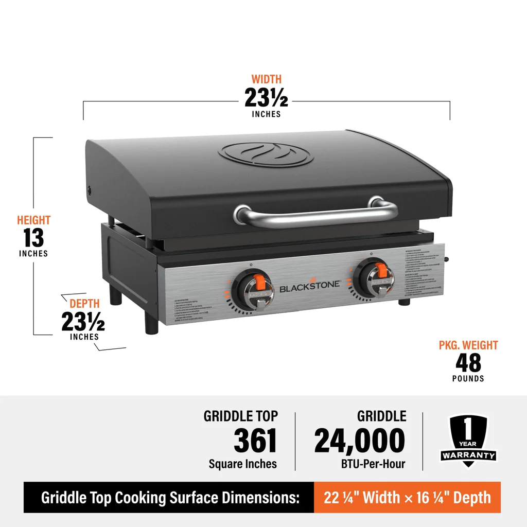 BLACKSTONE 22″ Griddle Tischgrill mit 2 Brennern inkl. Deckel von Blackstone