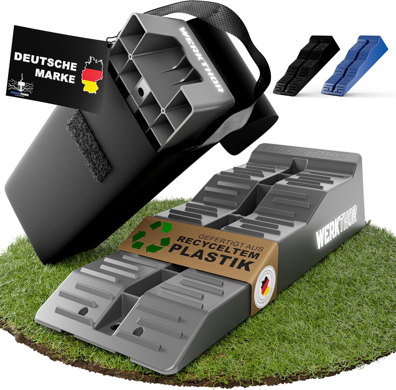 WERKTHOR Auffahrkeile 2er Set Grau mit Tasche | Wohnmobil & Wohnwagen & VAN WERKTHOR Auffahrkeile 2er Set Grau mit Tasche | Wohnmobil & Wohnwagen & VAN