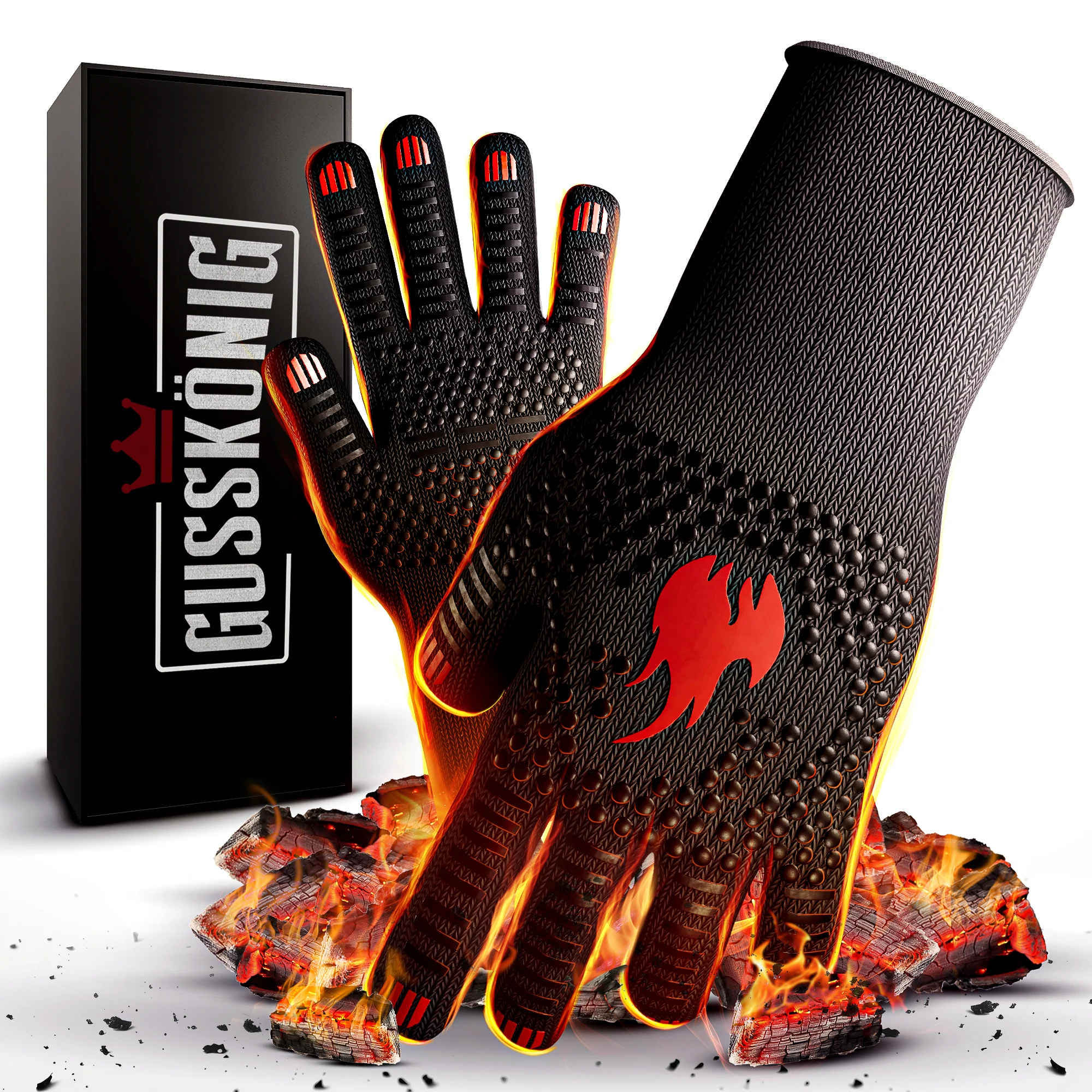 GUSSKÖNIG Grillhandschuhe hitzebeständig bis 800°C Größe L