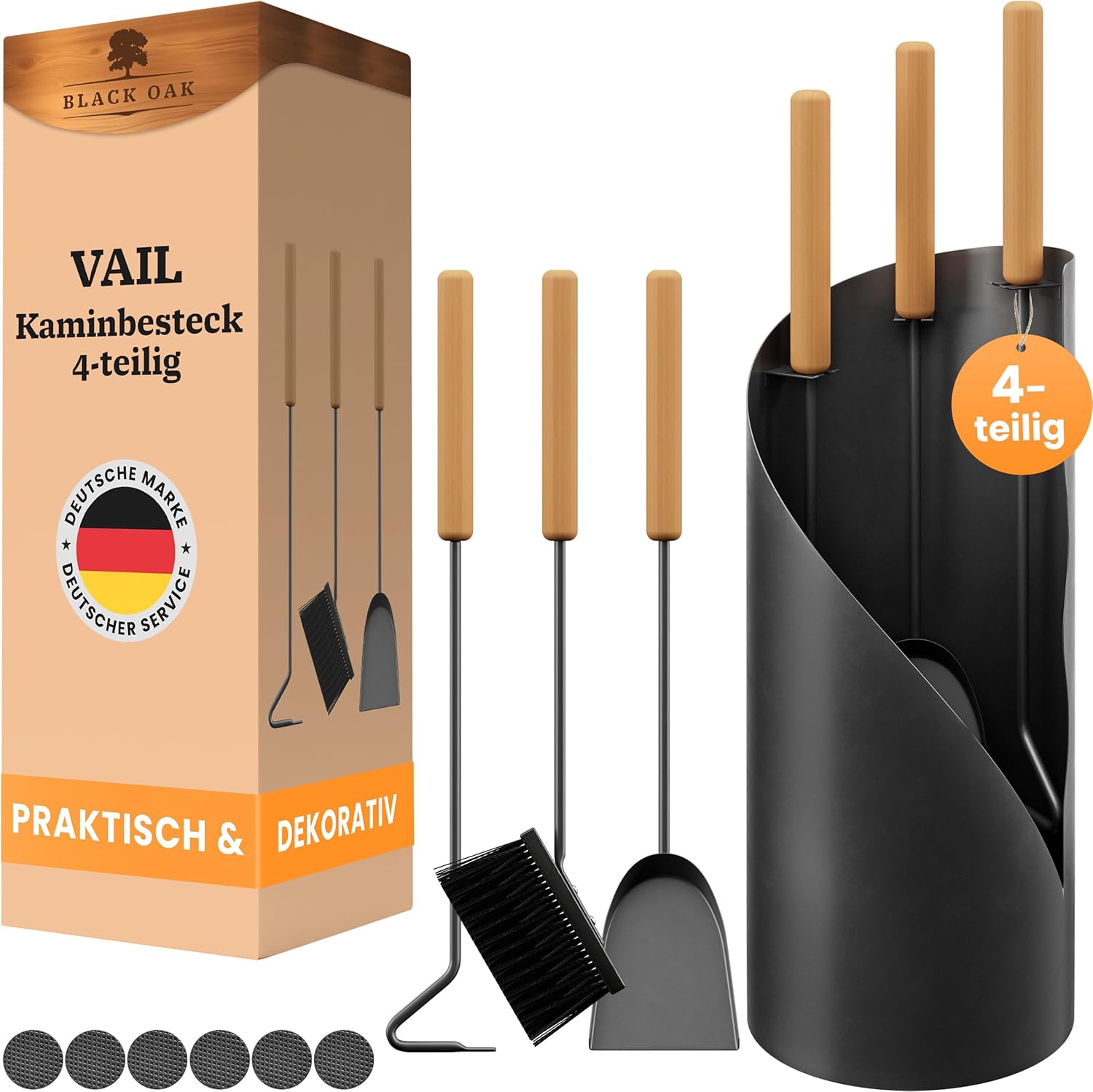 BLACK OAK Kaminbesteck Vail 4-teilig mit Holzgriff BLACK OAK Kaminbesteck Vail 4-teilig mit Holzgriff