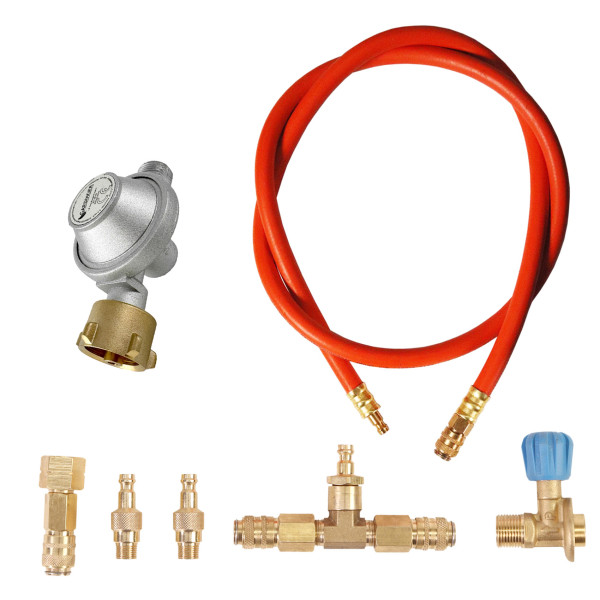 Anschlussset für BURNHARD JONES 2-Brenner & SKOTTI MAX - 1,3m Adapterschlauch mit Schnellkupplung