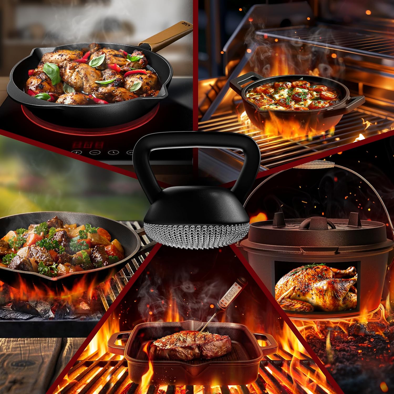 GUSSKÖNIG Ringreiniger mit Silikongriff für die schonende Reinigung von Gusseisenprodukten von GUSSKÖNIG